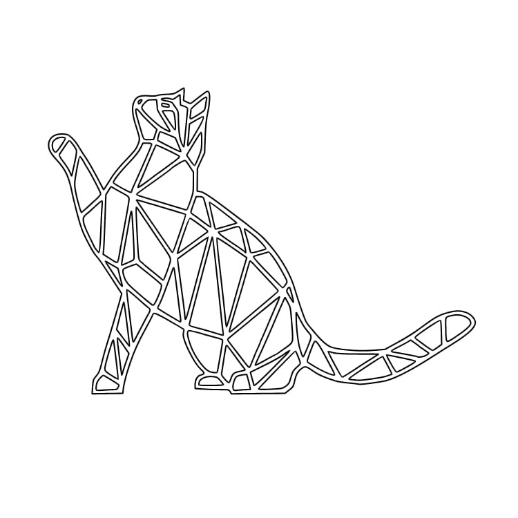 Laser Cut Stylized Polygonal Cat Geometric Animals DXF File Free