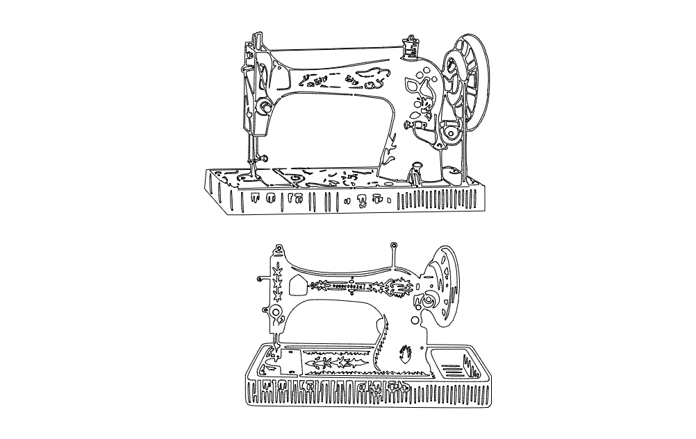 Vintage Sewing Machine dxf File Free Download 3axis.co