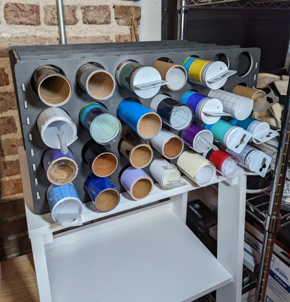 Laser Cut Vinyl Roll Storage Rack SVG File Free Download 3axis.co