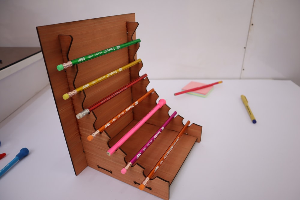 Laser Cut Pencil Holder Plywood 3mm DXF File Free Download 3axis.co