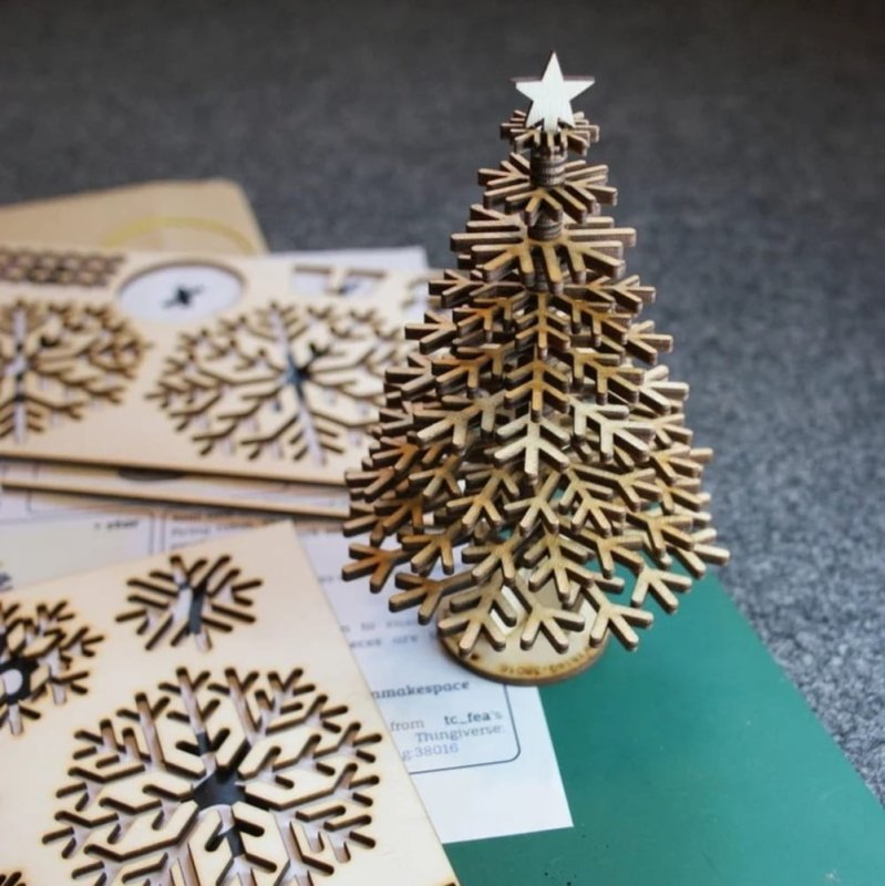 Laser Cut FlatPack Christmas Tree DXF File Free Download 3axis.co