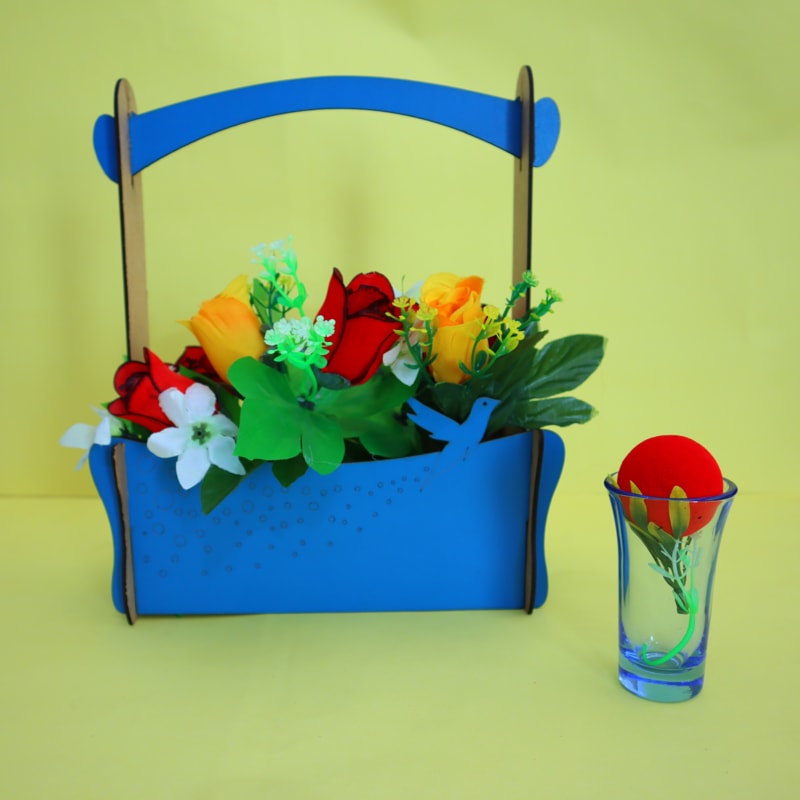 Laser Cut Flower Basket With Handle MDF 3mm DXF File Free Download