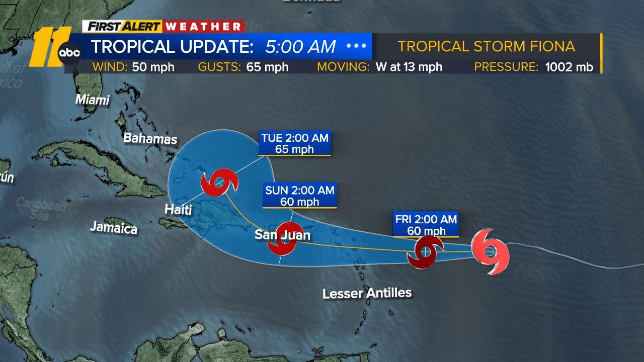 National Hurricane Center Tropical Storm Fiona forms in Atlantic