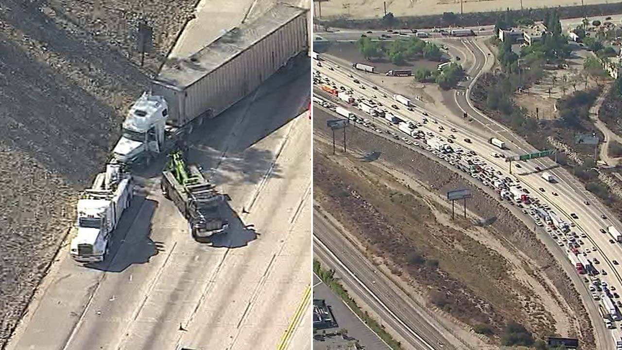 4 injured in crash involving big rig on 210 Freeway in Irwindale ABC7 Los Angeles