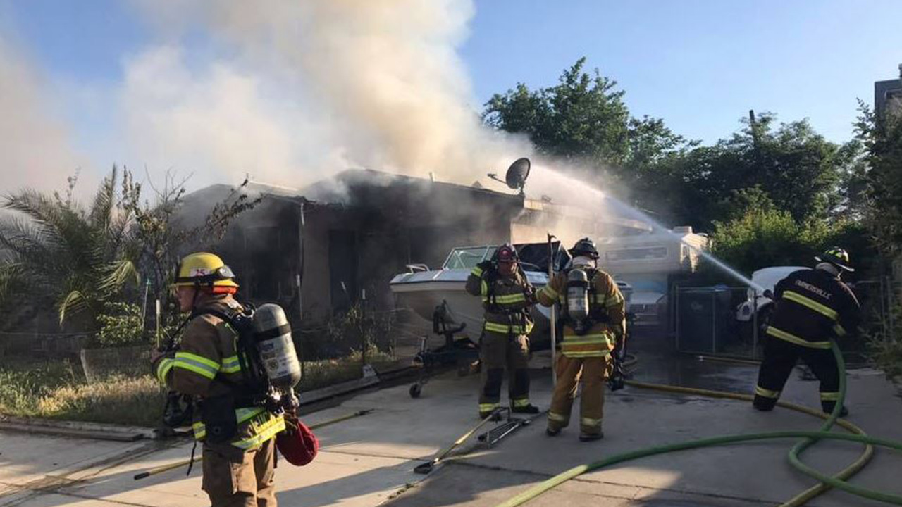 Tulare Co. Fire, Farmersville Fire battle twoalarm structure fire