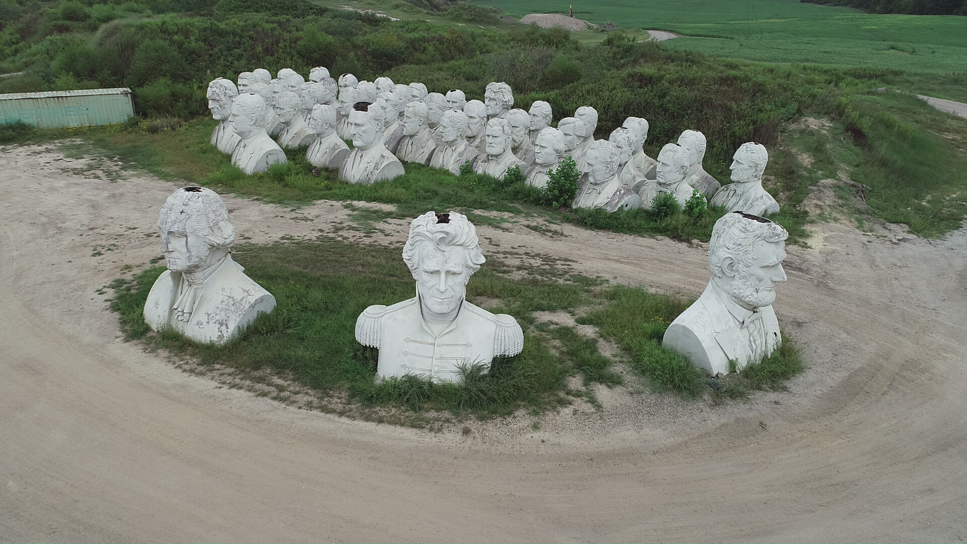 Giant statues of 42 U.S. presidents are hidden on a farm in rural