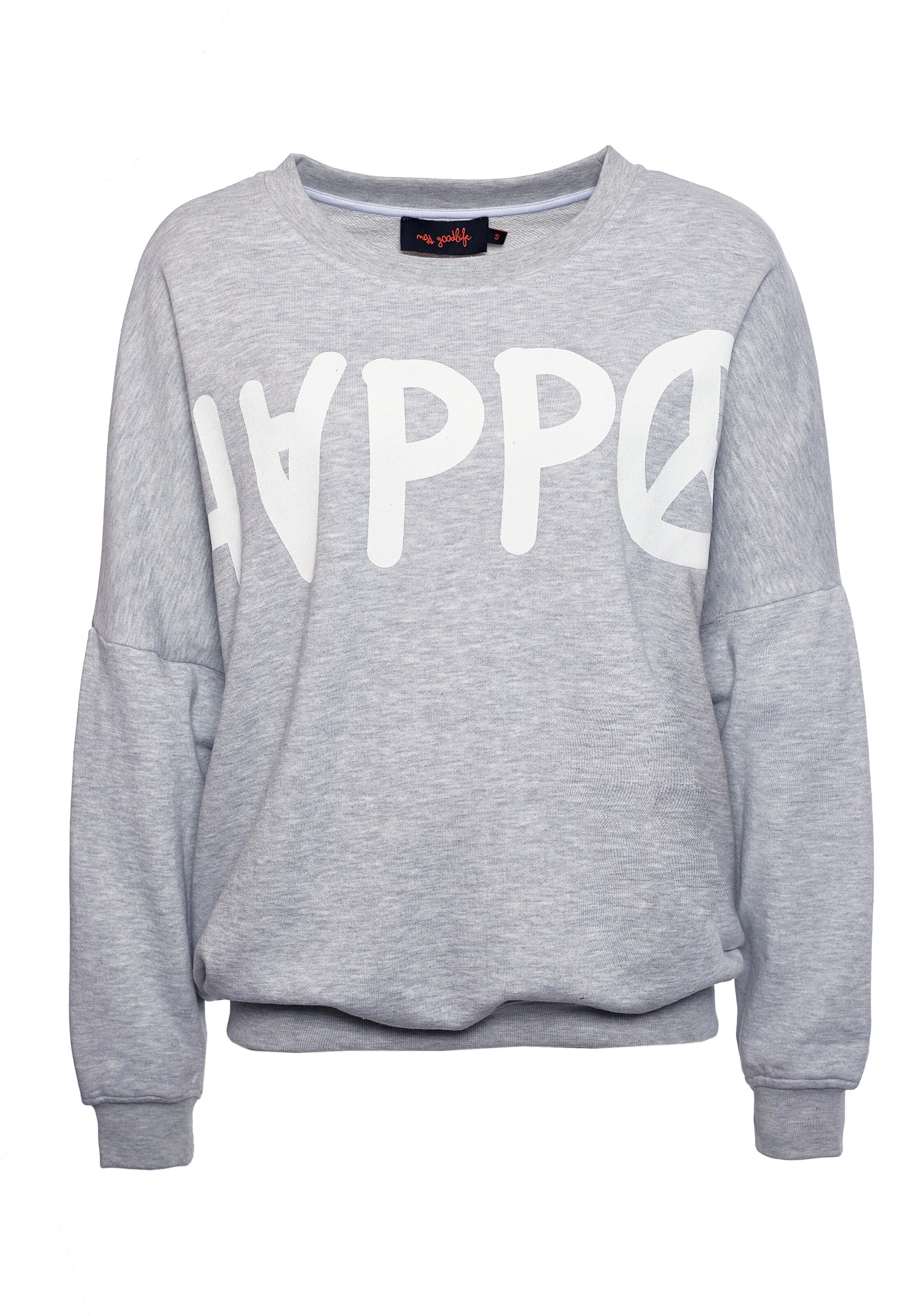 miss goodlife Sweatshirt 'Happy Peace' in grau ABOUT YOU