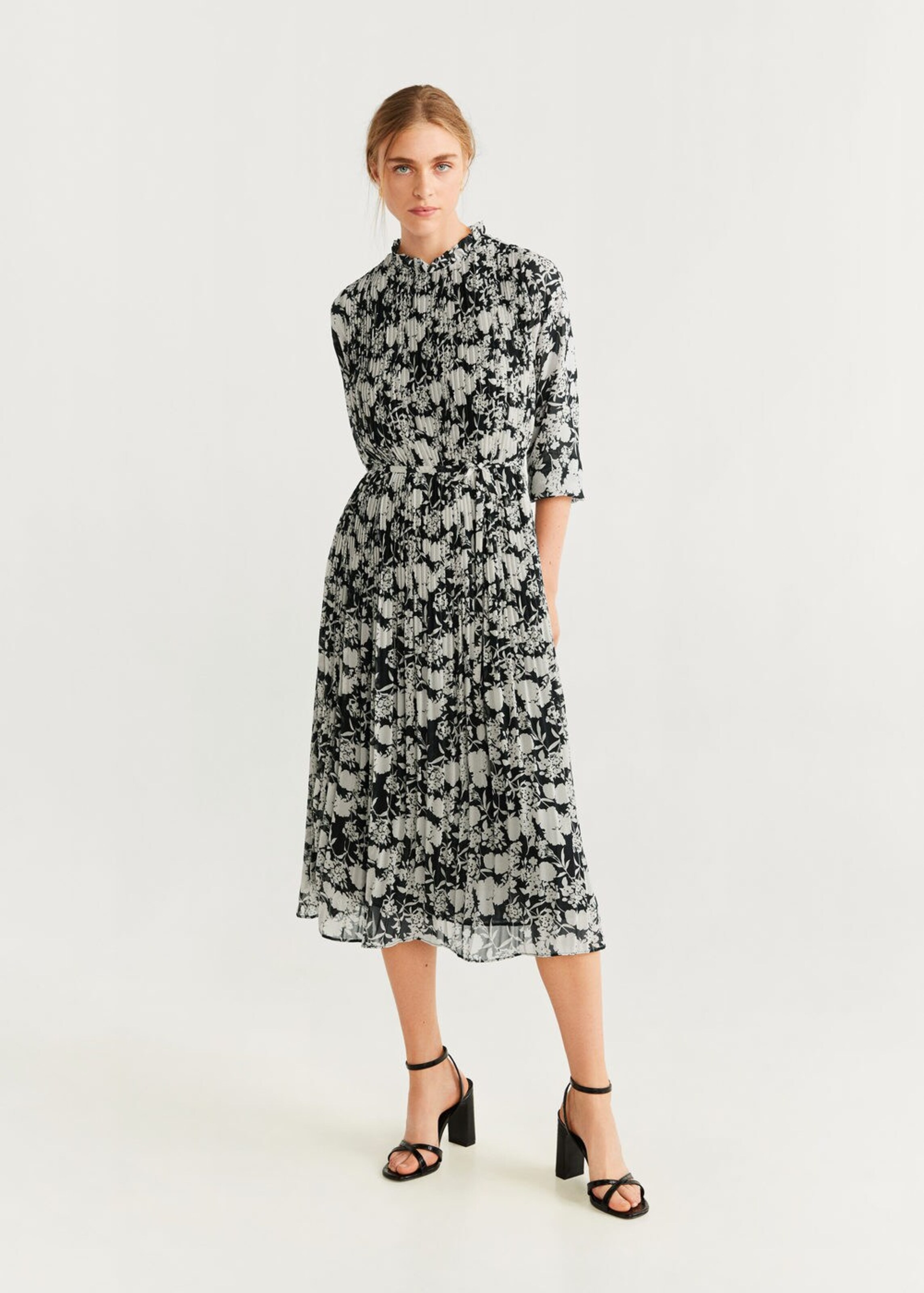 MANGO Kleid in schwarz / weiß ABOUT YOU