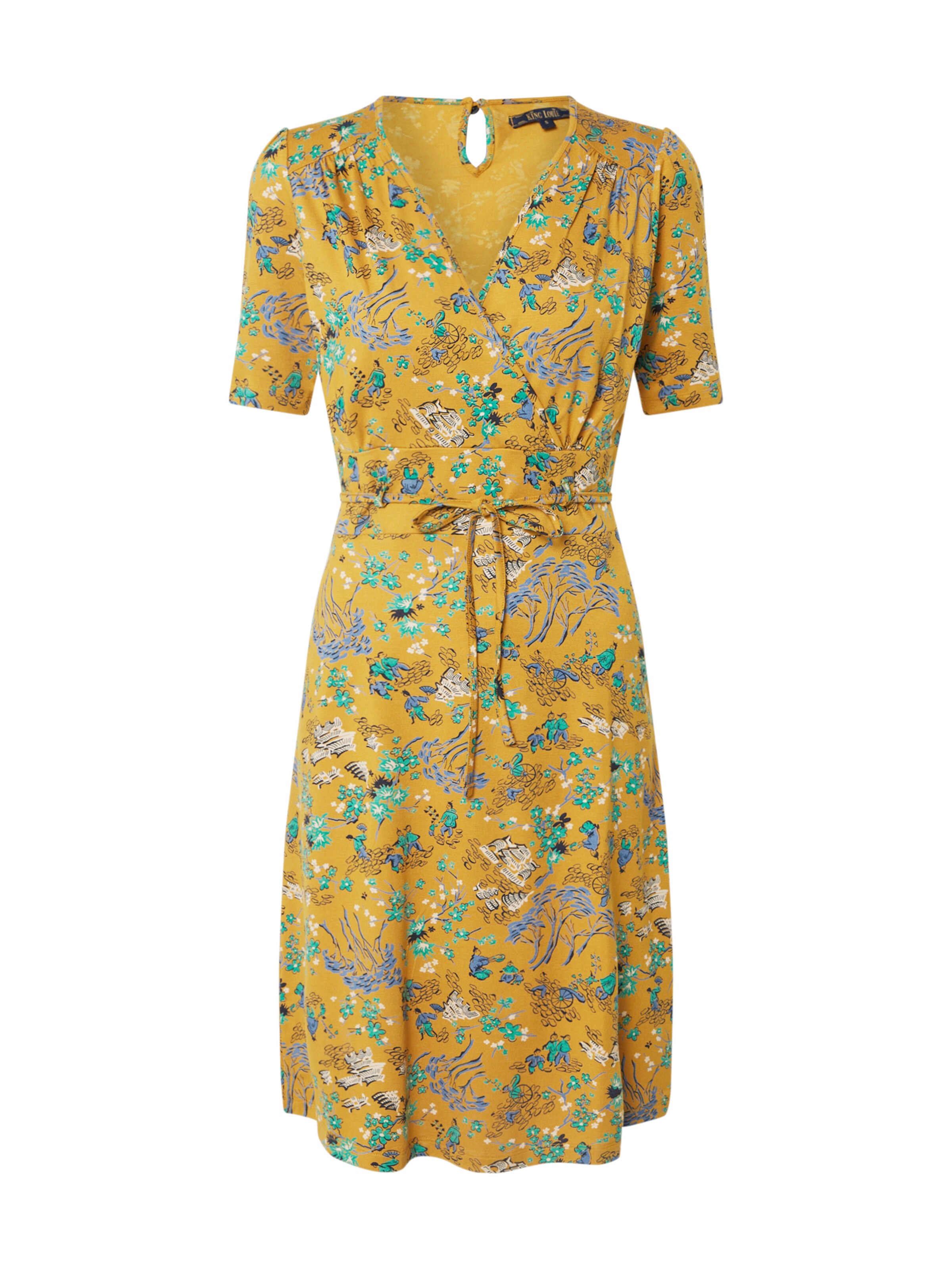 King Louie Kleid 'Cecil' in blau / gelb / grün ABOUT YOU