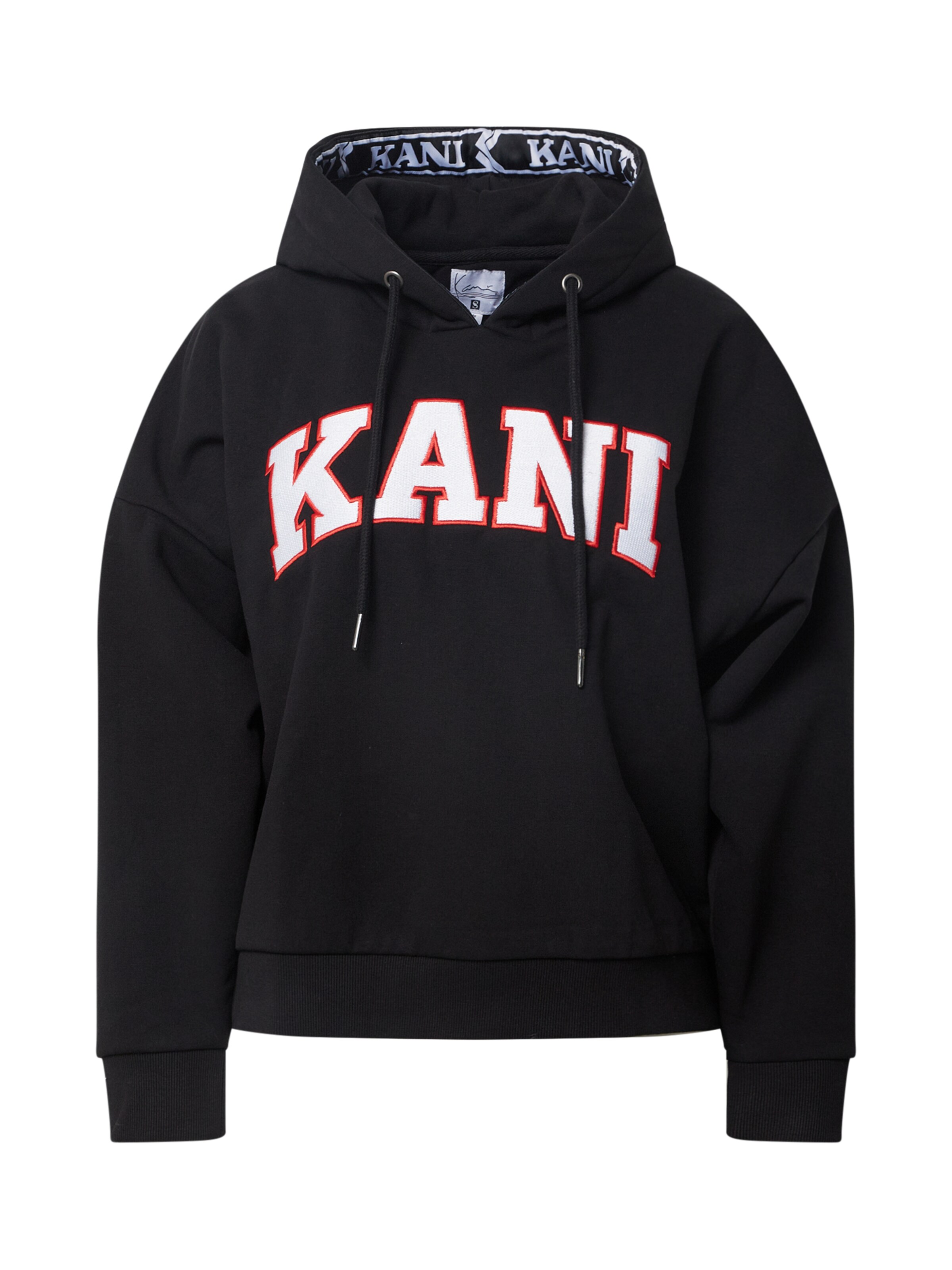 Karl Kani Sweatshirt 'KK SERIF HOODIE' in rot / schwarz / weiß ABOUT YOU