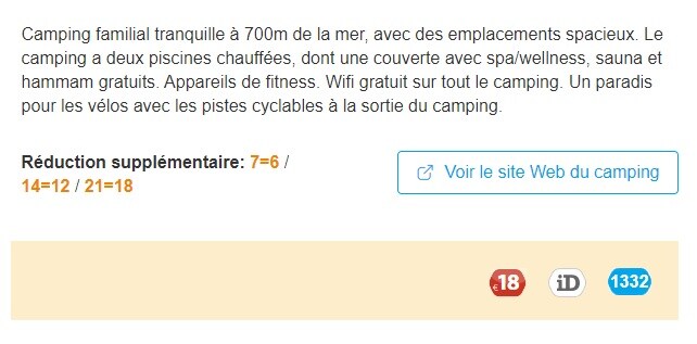 Réduction supplémentaire - CampingCard ACSI