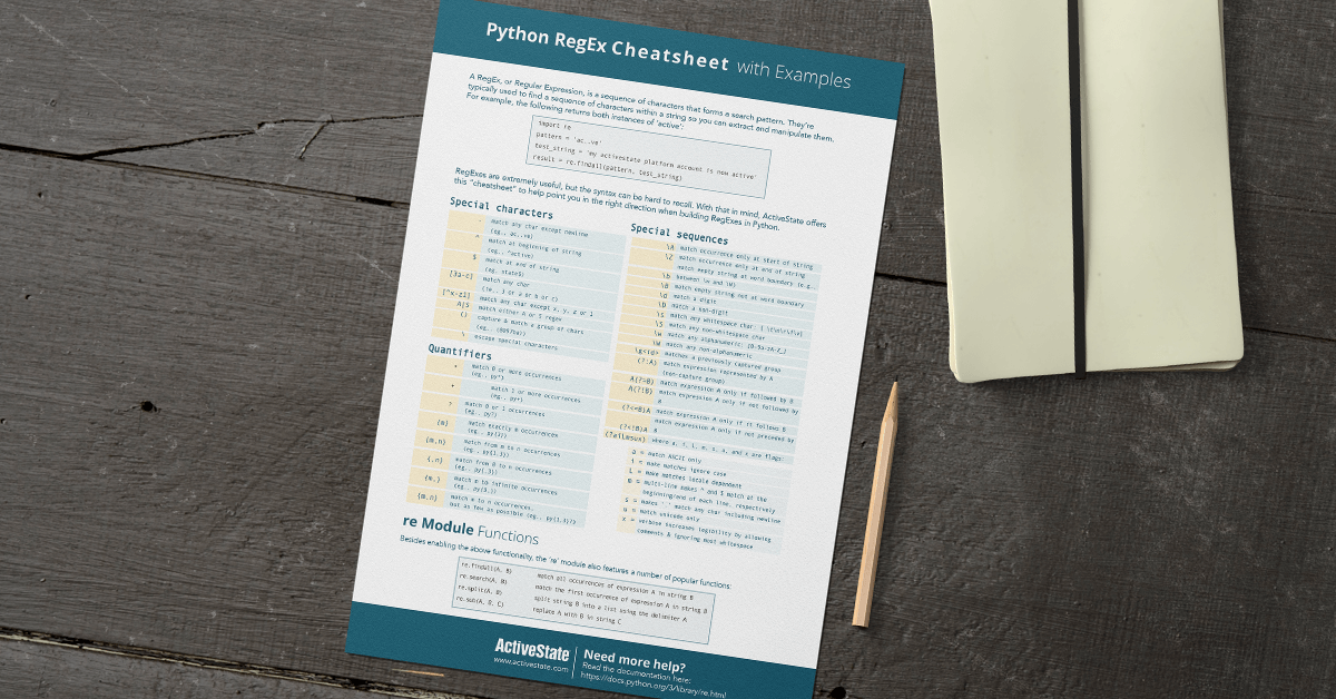 [Data Sheet] Python Regex Cheatsheet Free Download ActiveState
