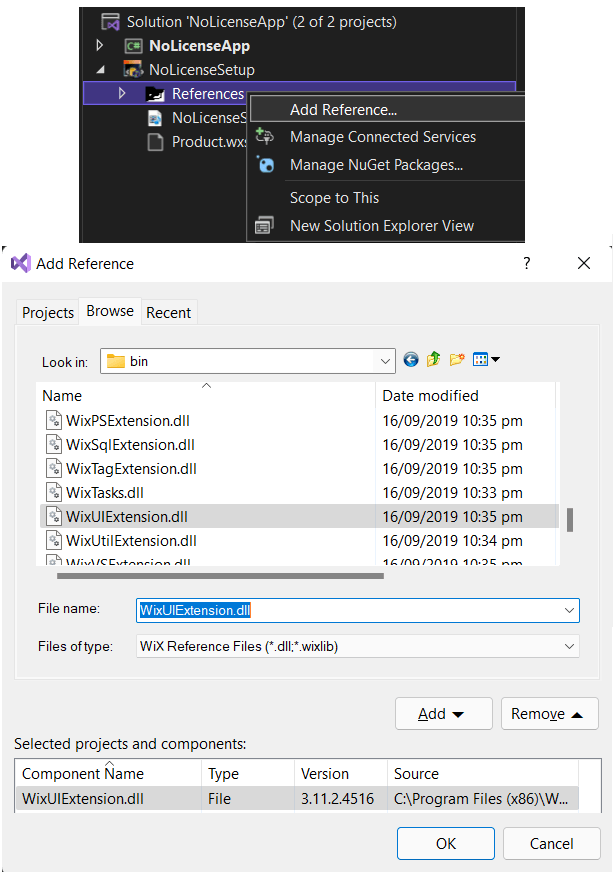 How to build an installer without a license page using WiX Toolset