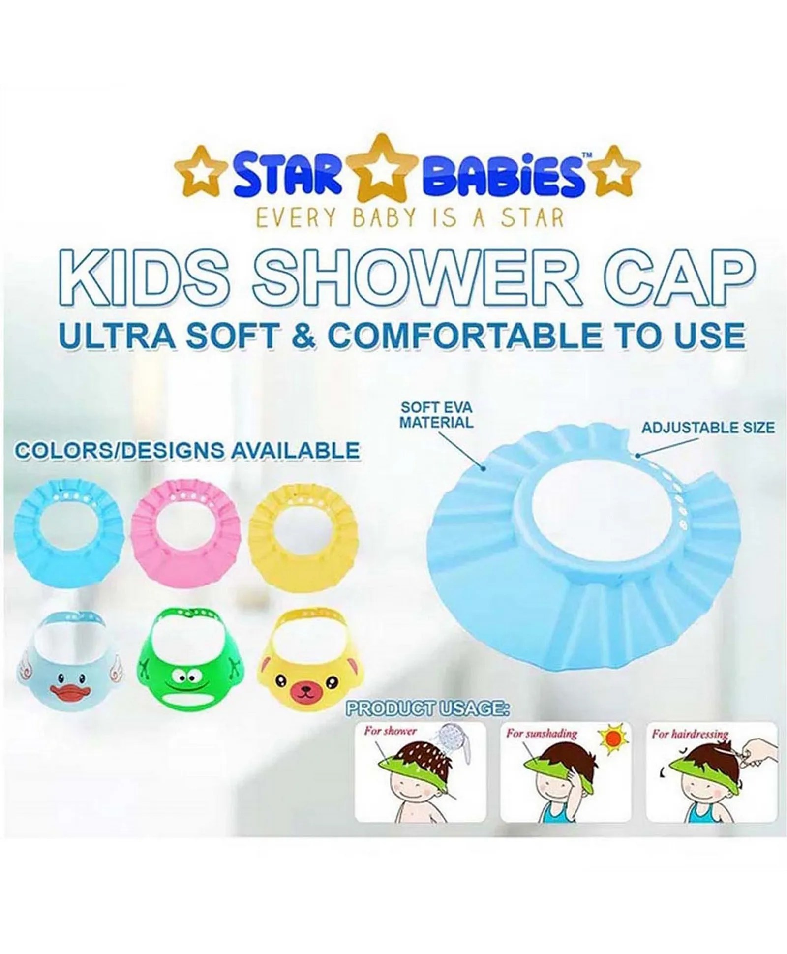 Star Babies Shower Cap With Disposable Bibs Green 21 Pieces Online in