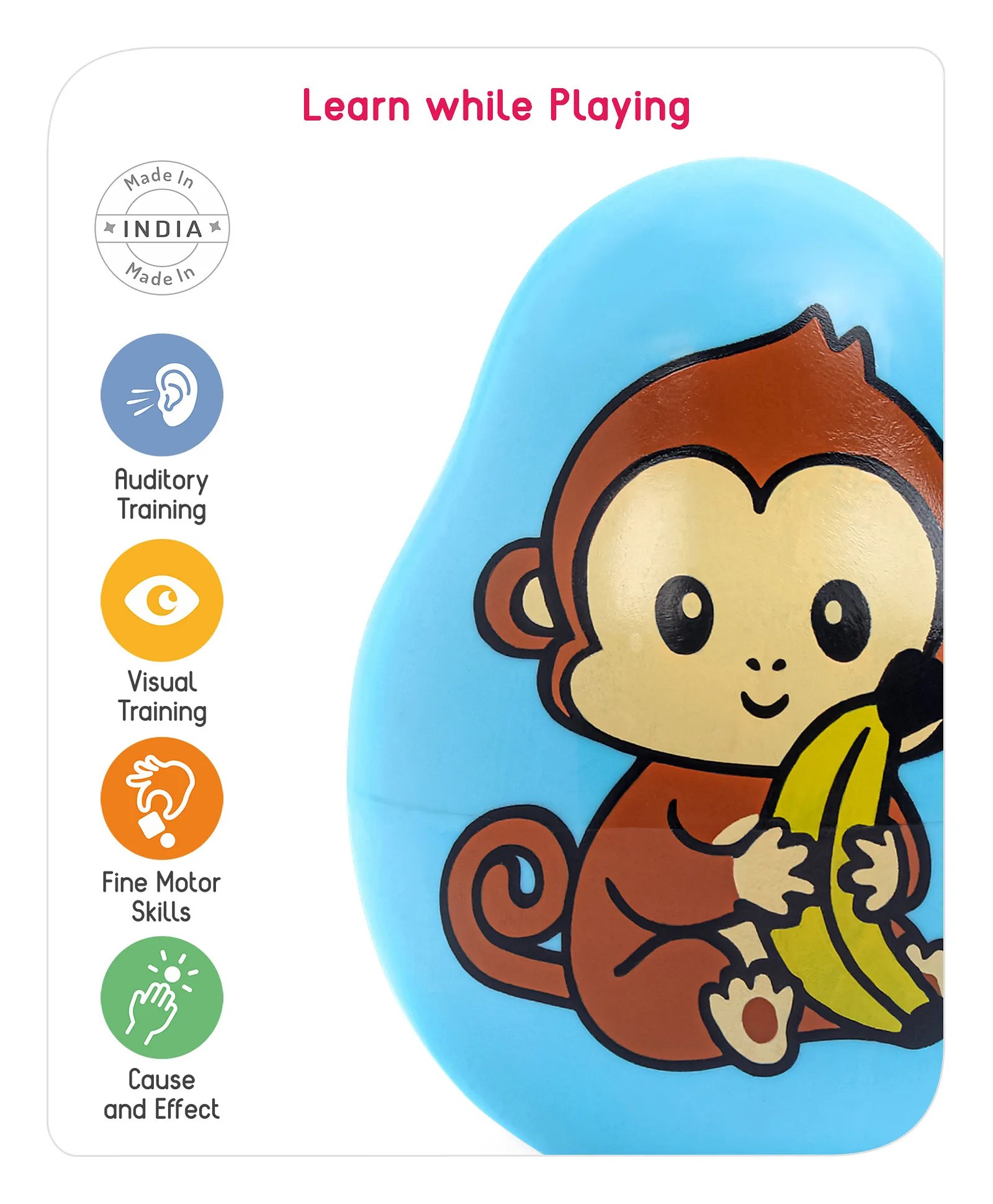 Babyhug Roly Poly Monkey Toy for Infants 024 Months Encourages Motor