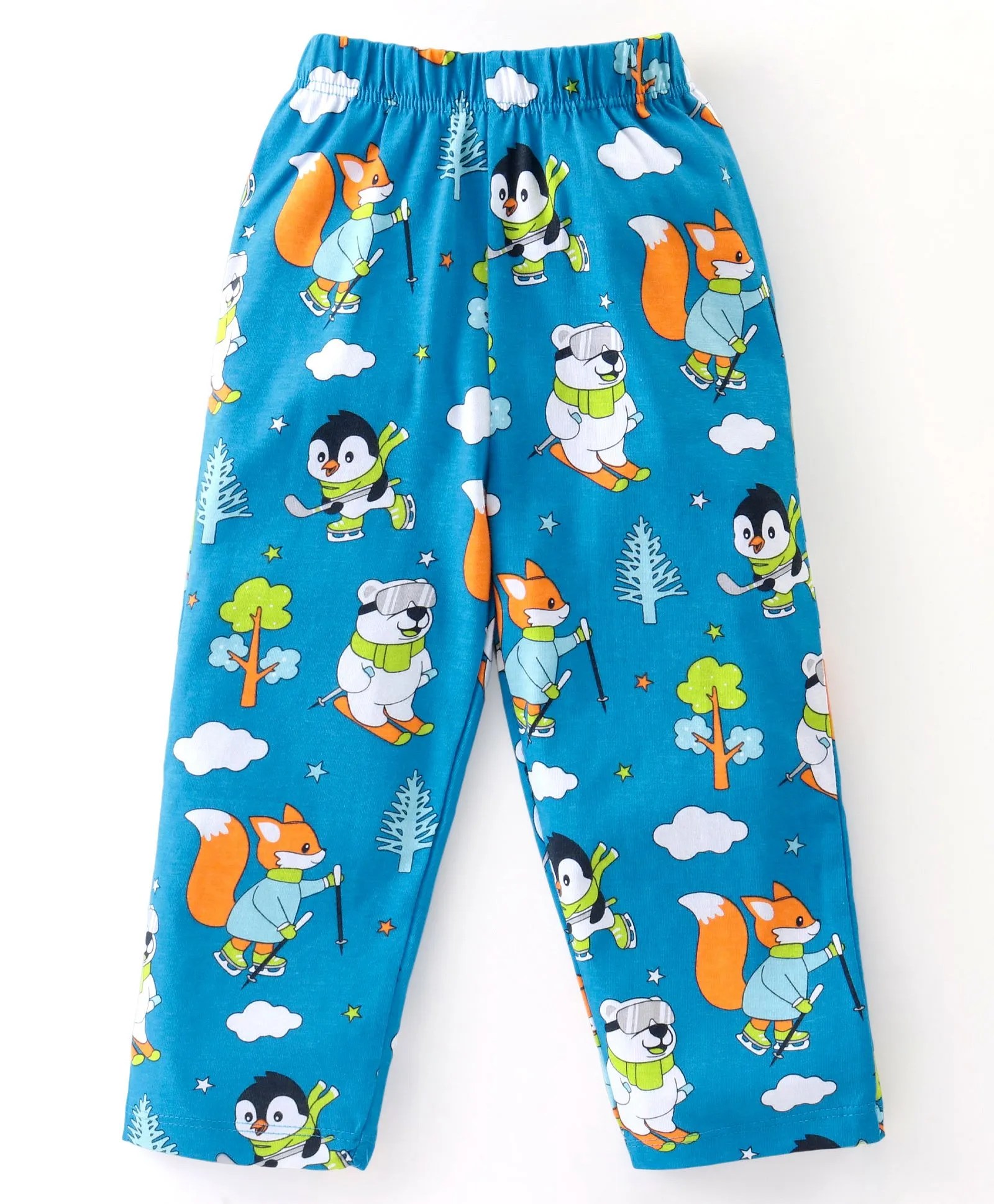 Babyhug Cotton Knit Full Sleeves Night Suit With Animals Print Blue