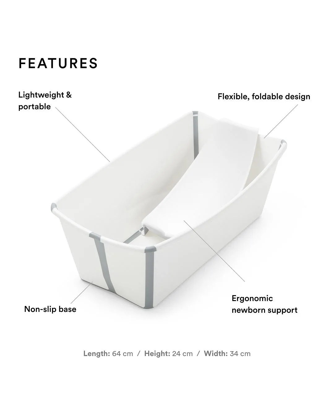 Stokke Flexi Bath Tub + Newborn Support Bundle White Online in UAE