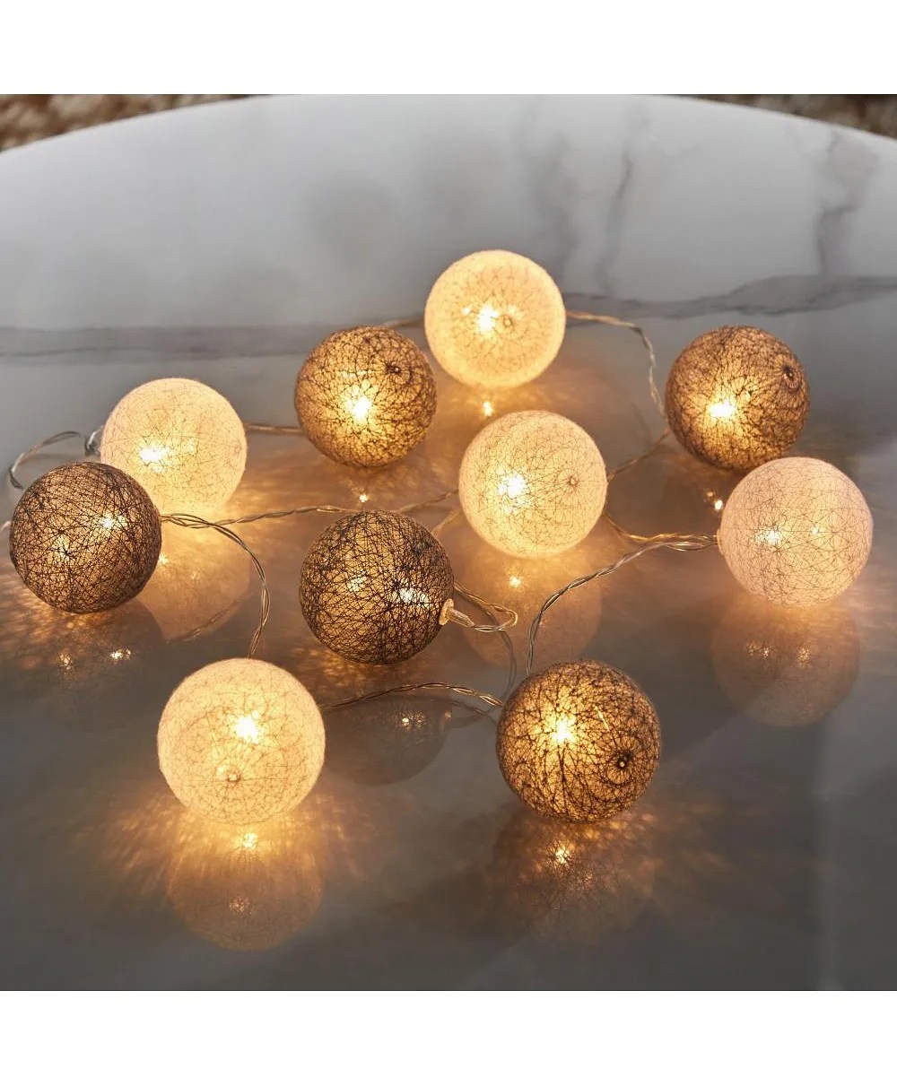 HomeBox Infinity Cotton 10 Pieces Warm White LED Cotton Ball Light