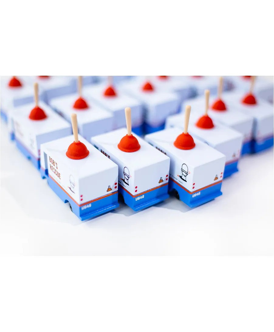 CandyLab Toy Plumbing Van Beech Wood Toy Vehicle, WaterBased Paint