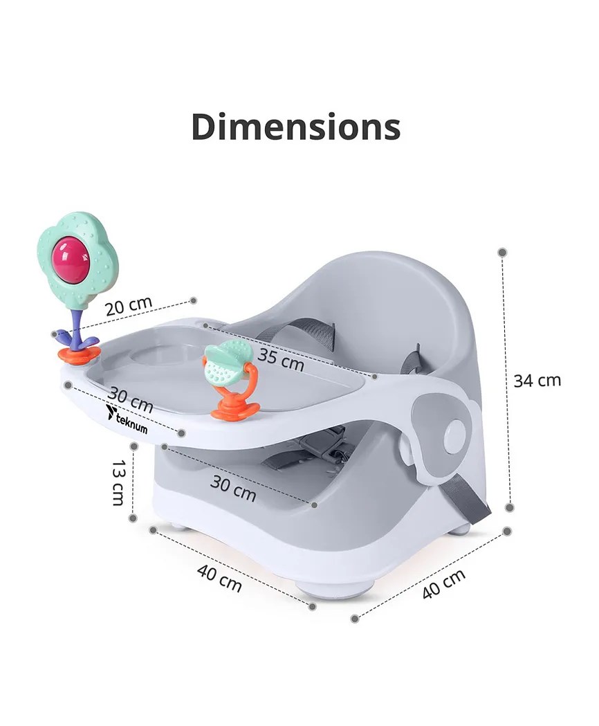 Teknum Portable Booster Chair for 6M+, Adjustable Height, Safety Belt