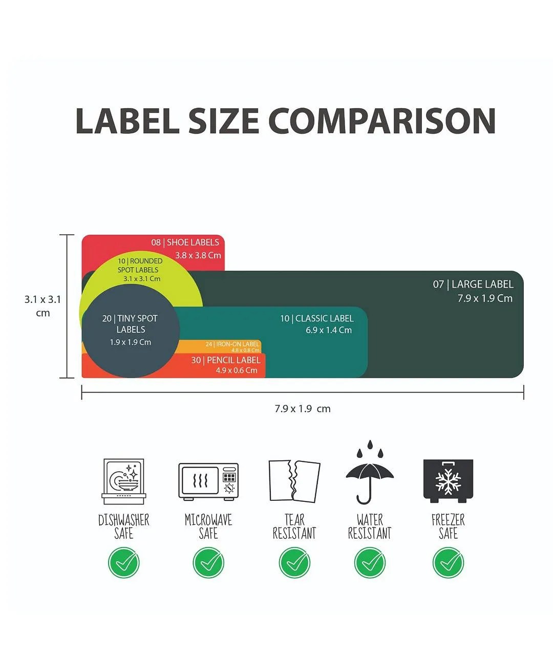 My Labels Sweet Ice Cream Personalized Iron On Labels, Tear Resistant