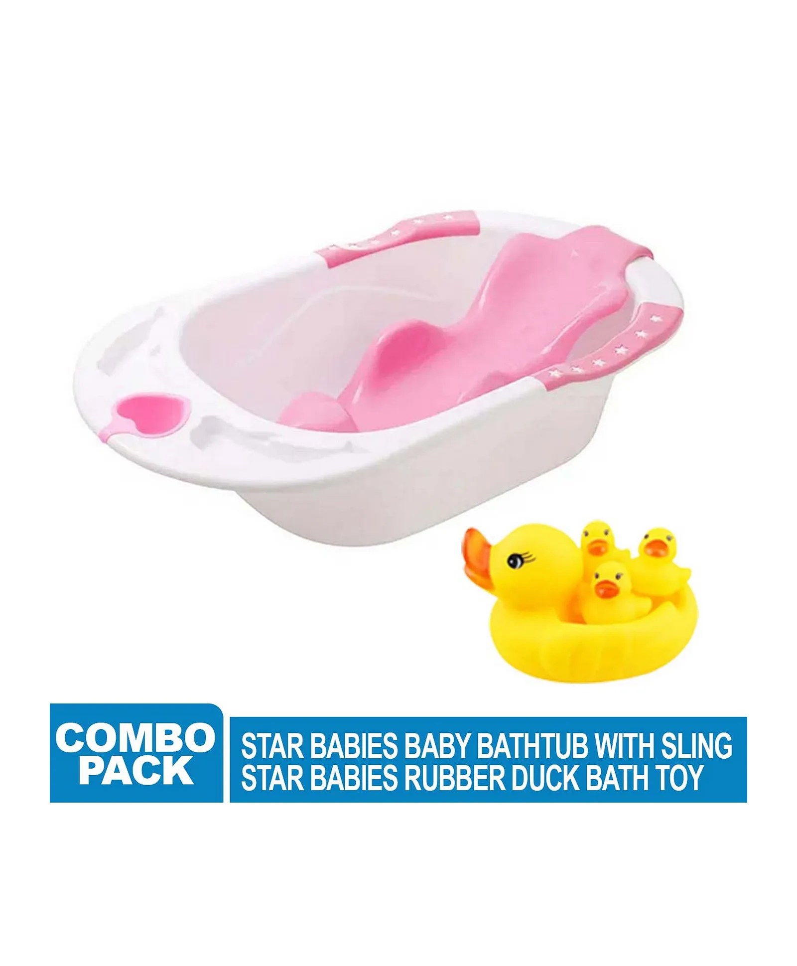 Star Babies Combo Pack Bathtub + Rubber Duck Toy 4 Pieces Pink Online