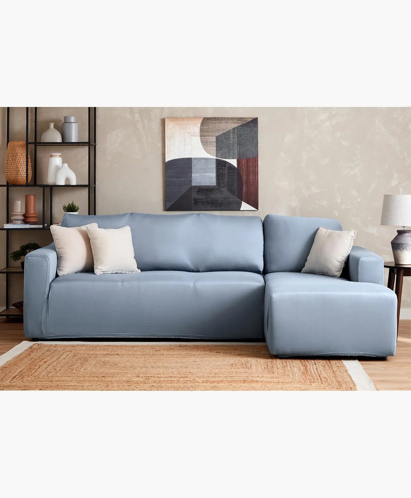 HomeBox Squab Solid 3Seater Right Corner Sofa Cover Online in UAE, Buy