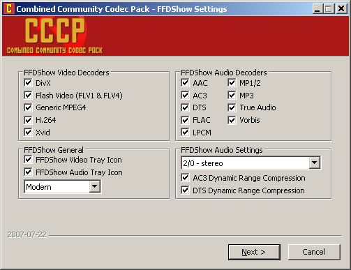 TÉLÉCHARGER CODEC PACK CCCP