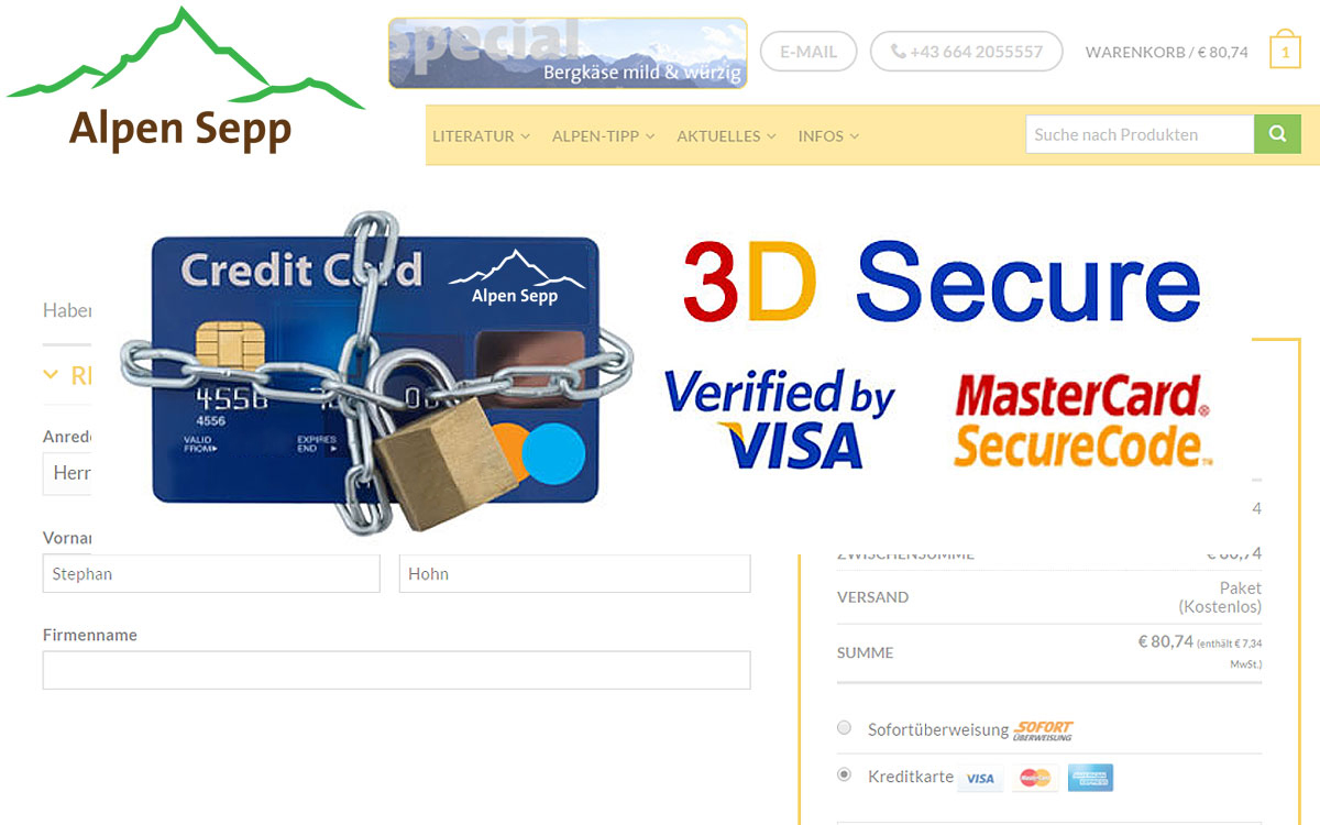 Sicher Online Bestellen im mit 3 D Secure Code