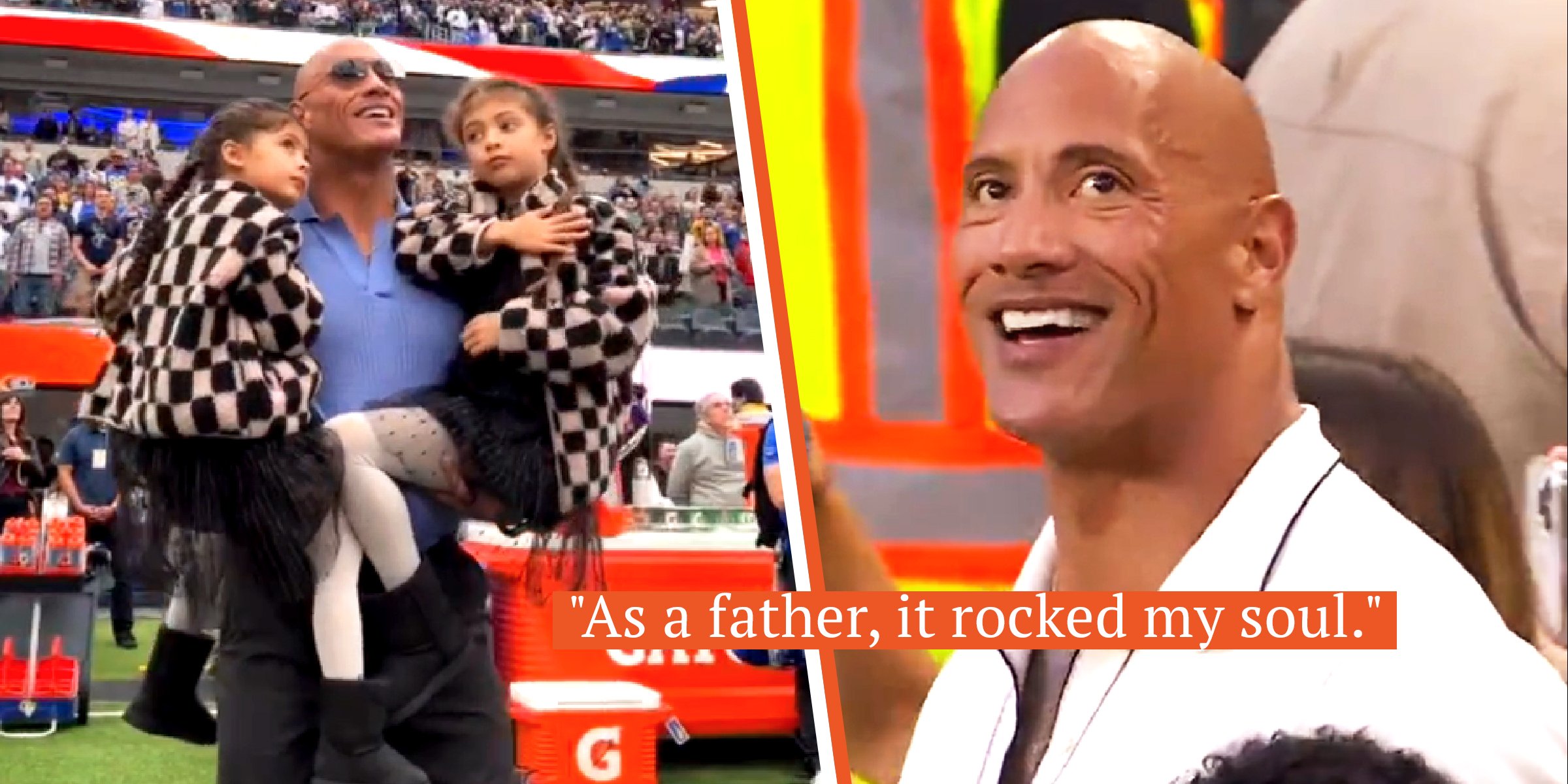Video Emotional Dwayne Johnson Watches with Daughters in His Arms as