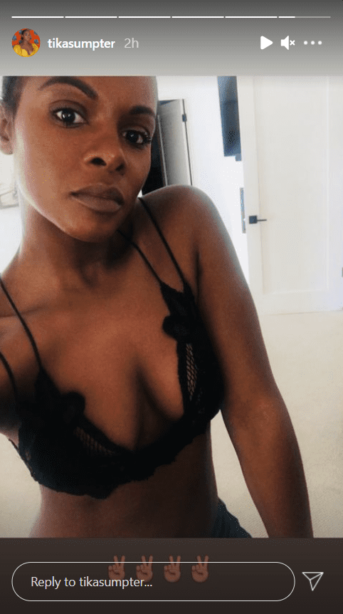 Tika Sumpter of ‘Ride Along’ Puts Her Figure on Display in Black Underwear Showing Off Fit Belly