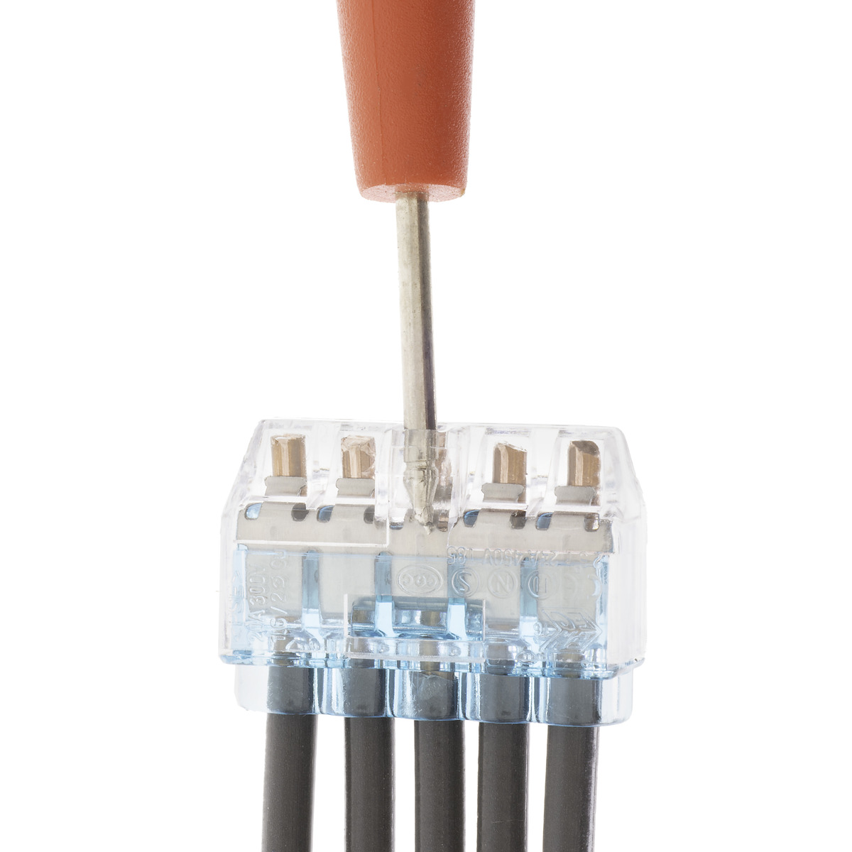 Blue 5Wire PushIn Wire Connector, Solid or Stranded, 300 Bag NSI