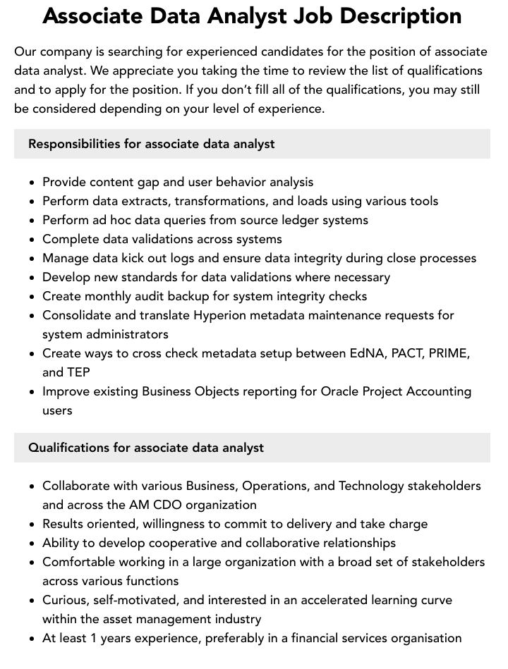 What Does a Data Analyst Job Description Look Like?