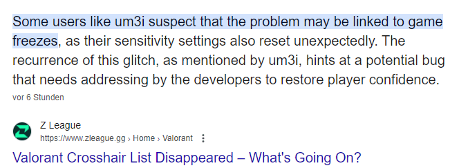 All my crosshair profiles got deleted. - VALORANT