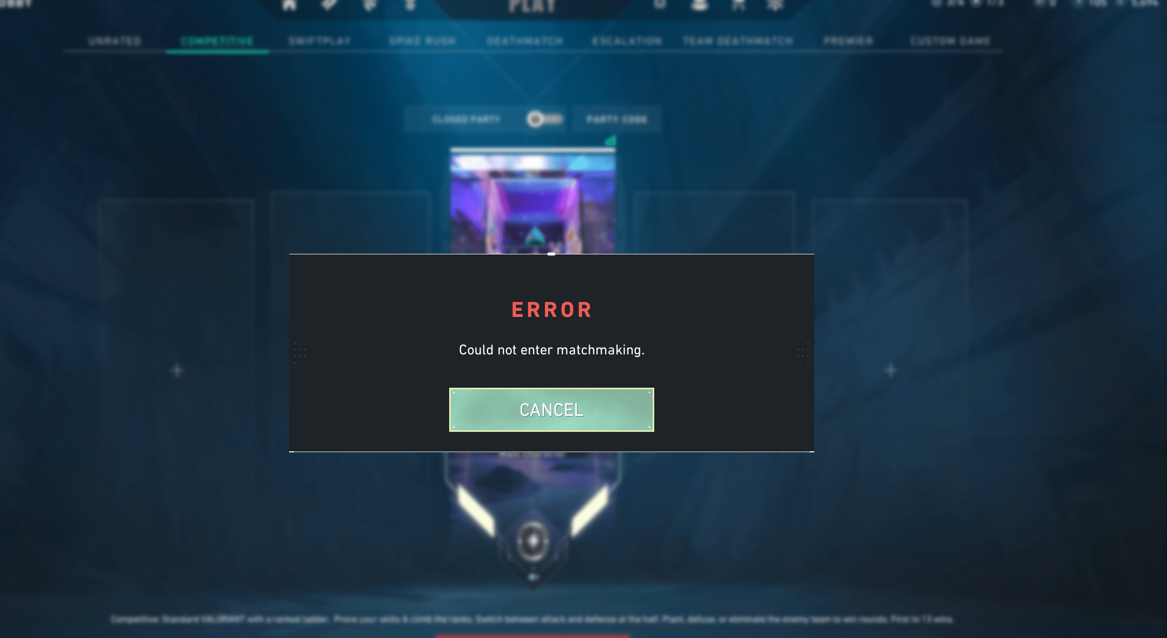 Cannot matchmaking - VALORANT