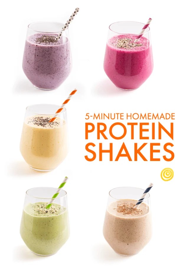These fresh and vibrant homemade protein shakes (no protein powder