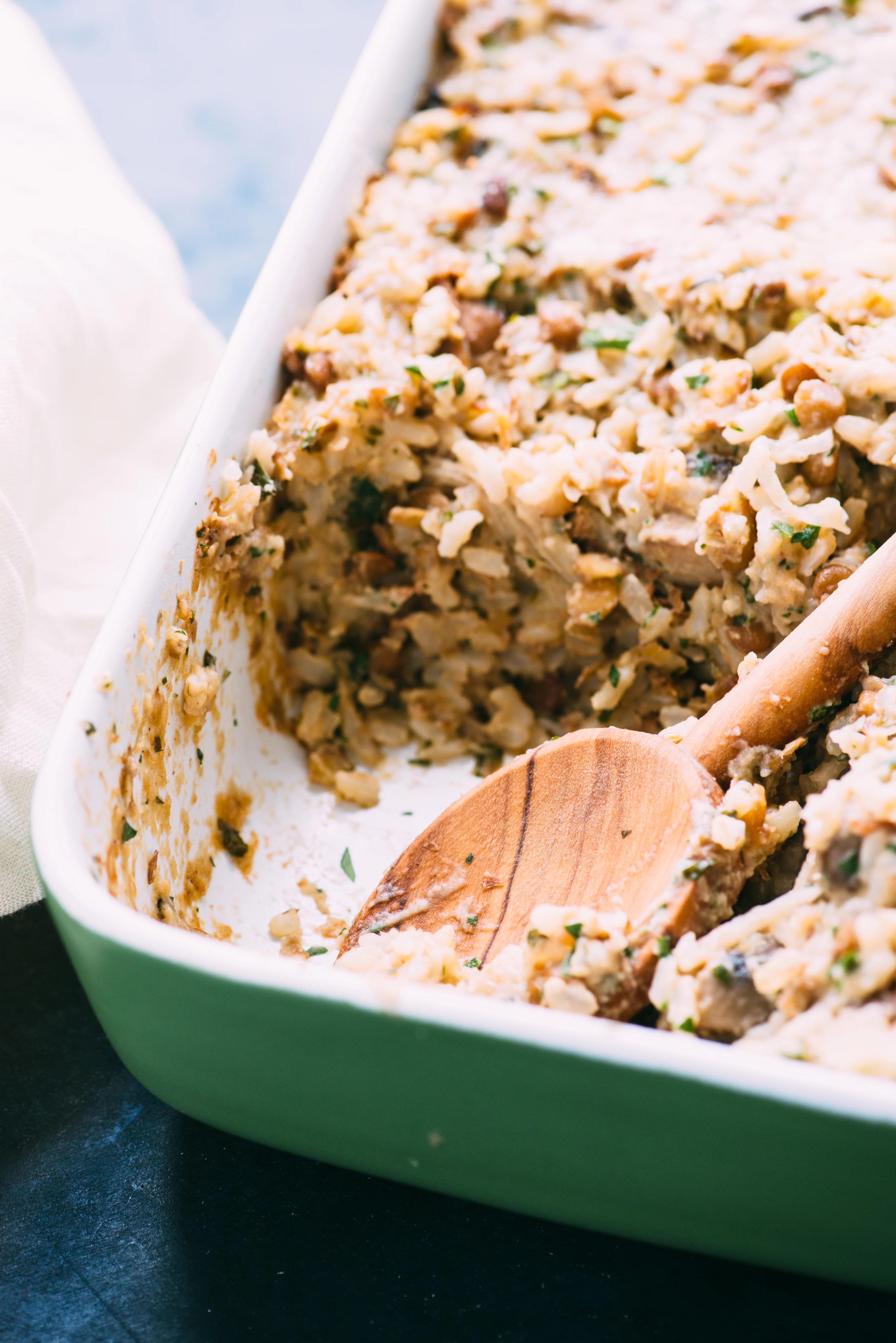 Recipe Cheesy Lentil, Mushroom & Rice Bake Kitchn