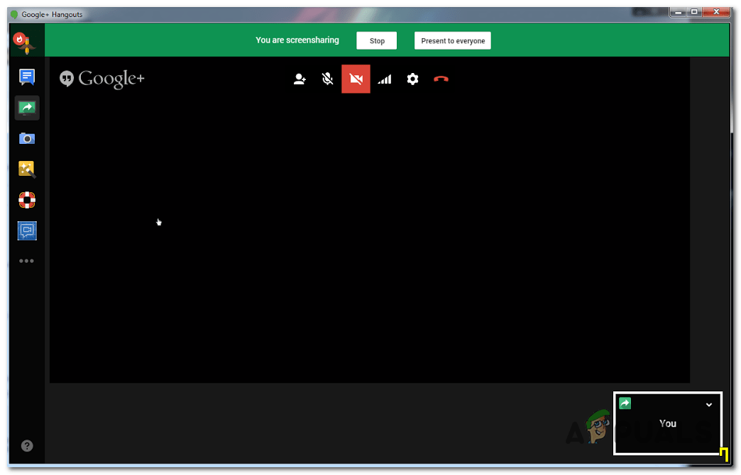 Google Hangouts Black Screen when Sharing Screen