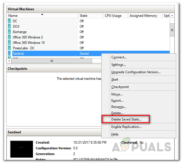 Fix HyperV Virtual Machine Stuck in Saved State