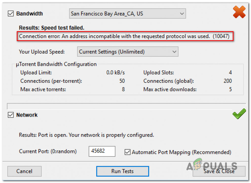 [FIX] Address with the Requested Protocol (10047 Error)