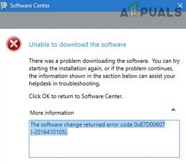 Fix SCCM Installation Error Code 0X87D00607 (2016410105)