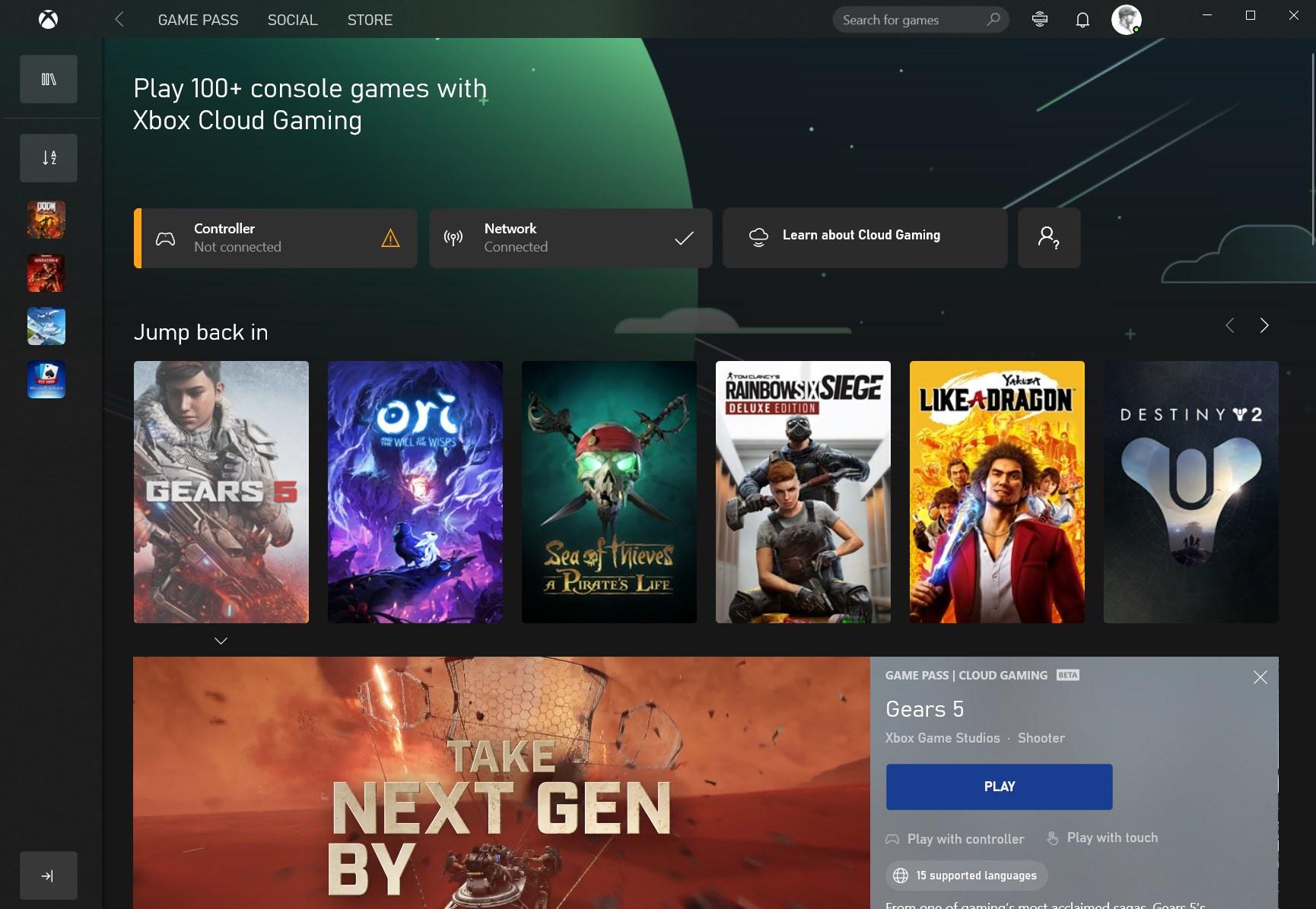 Microsoft's xCloud Gaming Service Now Available from the Xbox App for