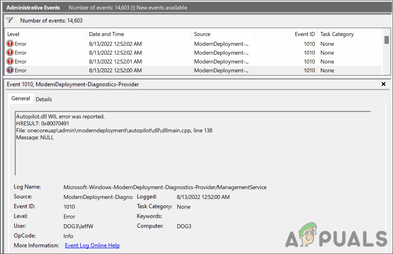 Fix Autopilot.dll WIL Error Was Reported on Windows