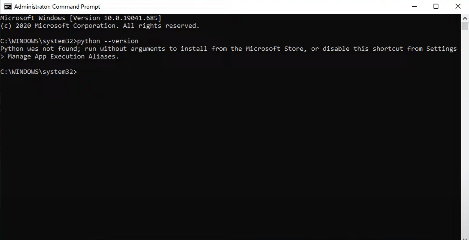 How to Fix Python Was Not Found; Run Without Arguments