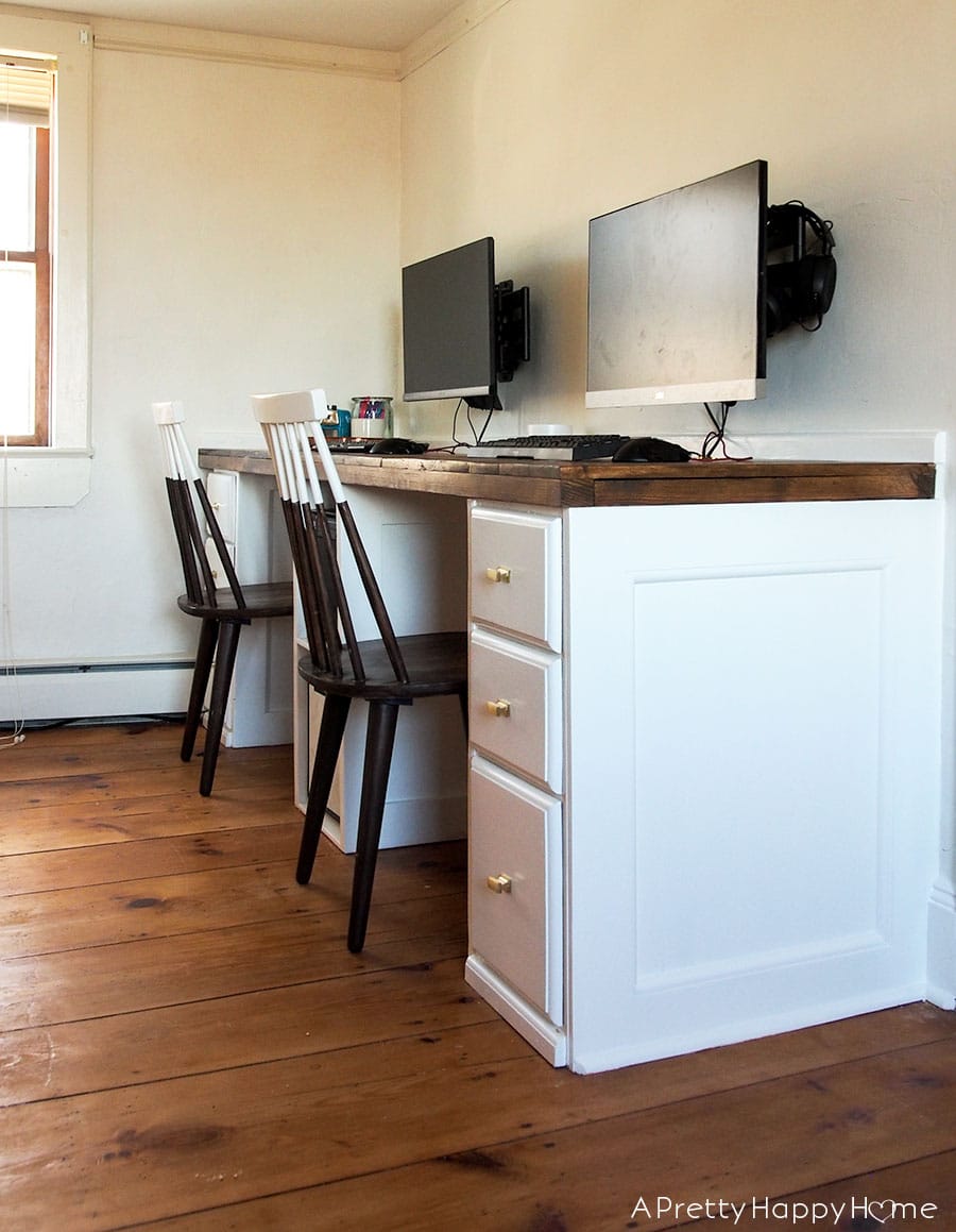 Built In Computer Desk Ideas A builtin computer desk in a colonial era farmhouse.