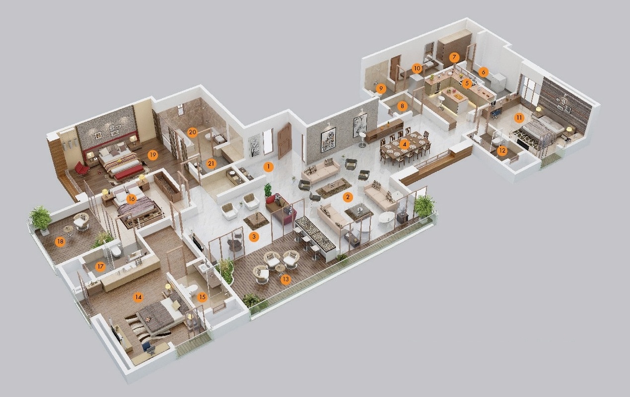 50 Four “4” Bedroom Apartment/House Plans Architecture & Design