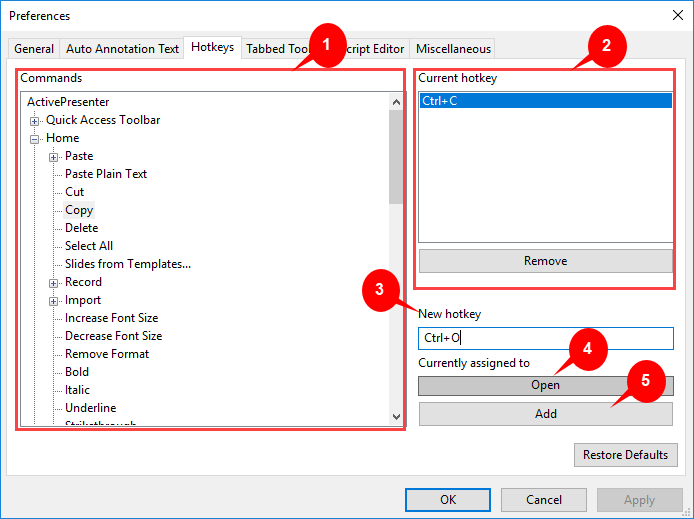 Customizing Hotkeys ActivePresenter 7
