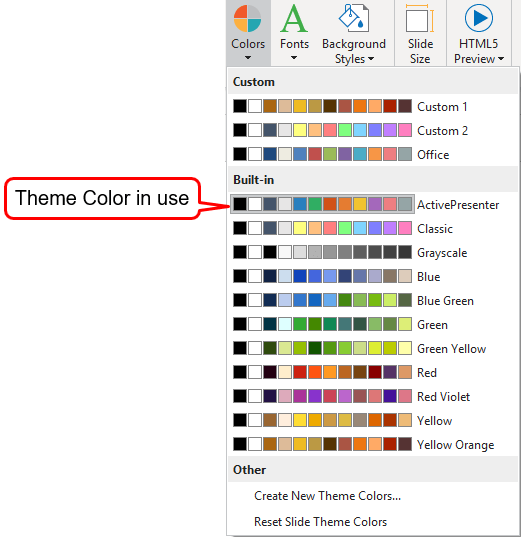 How to Work with Theme Colors in ActivePresenter 8 Atomi