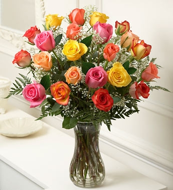Two Dozen Long Stem Multicolored Roses Special In Oakville Ct