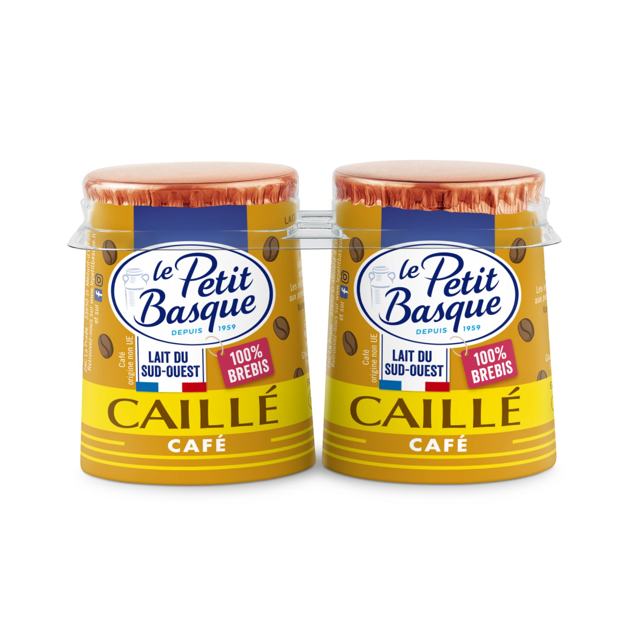 PETIT BASQUE Caillé pur brebis café 2x125g pas cher Auchan.fr
